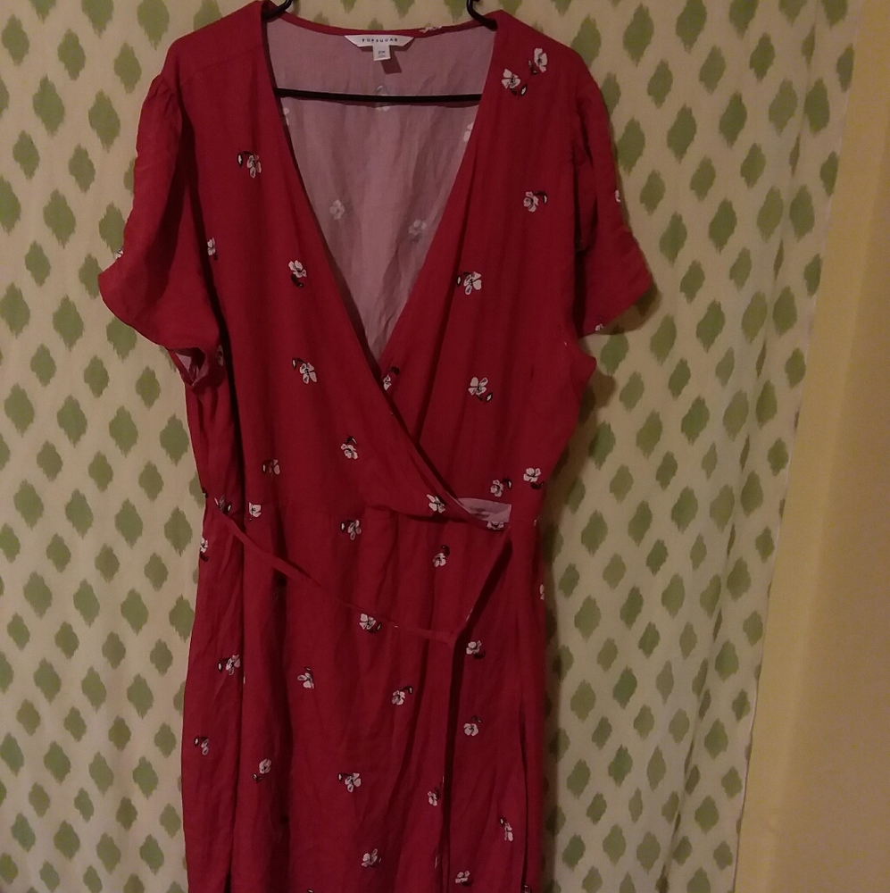 Pop sugar size 2x womens wrap tie dress !